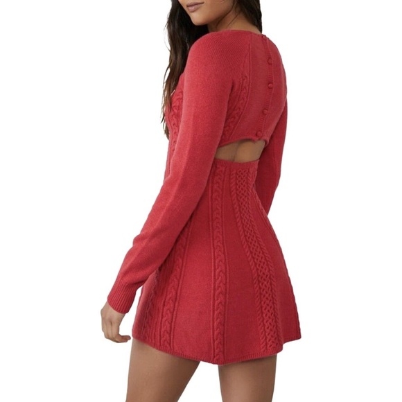 Free People Small World Mini Sweater Dress in Rosemont NWOT - Picture 9 of 10